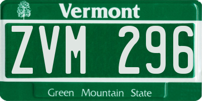 VT license plate ZVM296