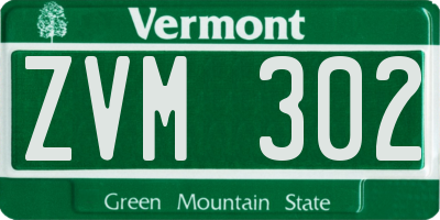 VT license plate ZVM302