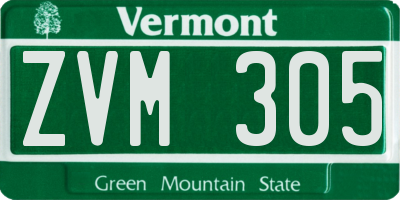 VT license plate ZVM305