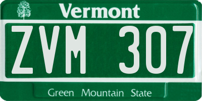 VT license plate ZVM307