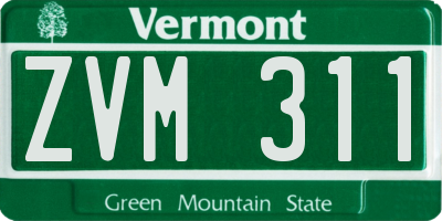 VT license plate ZVM311