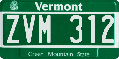 VT license plate ZVM312