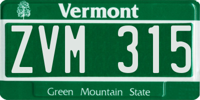 VT license plate ZVM315