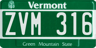 VT license plate ZVM316