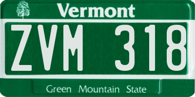 VT license plate ZVM318