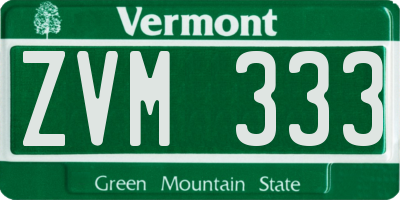 VT license plate ZVM333