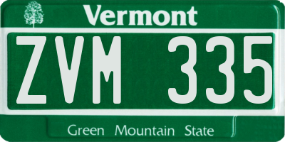 VT license plate ZVM335