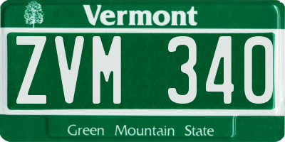 VT license plate ZVM340