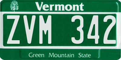 VT license plate ZVM342