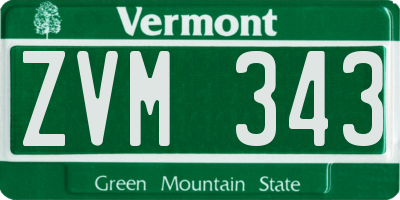 VT license plate ZVM343