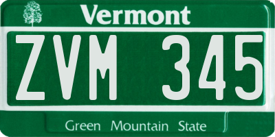 VT license plate ZVM345