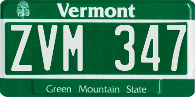 VT license plate ZVM347