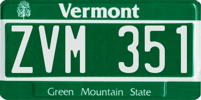 VT license plate ZVM351