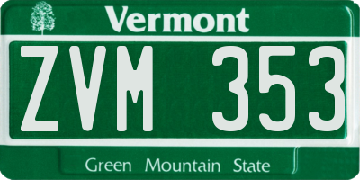 VT license plate ZVM353