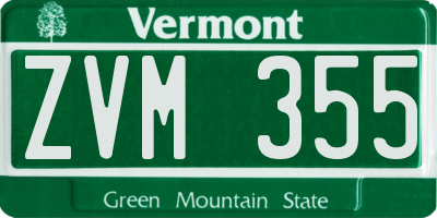 VT license plate ZVM355