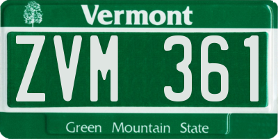 VT license plate ZVM361
