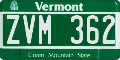 VT license plate ZVM362