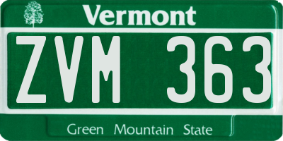 VT license plate ZVM363