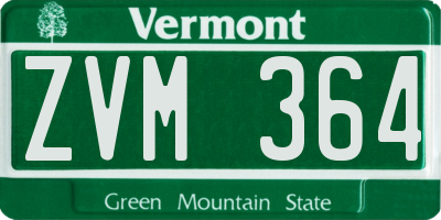 VT license plate ZVM364