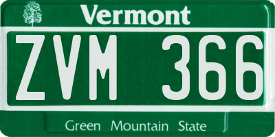 VT license plate ZVM366