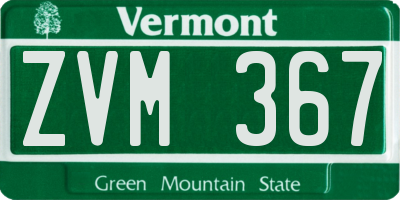 VT license plate ZVM367
