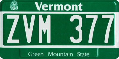 VT license plate ZVM377