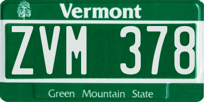 VT license plate ZVM378