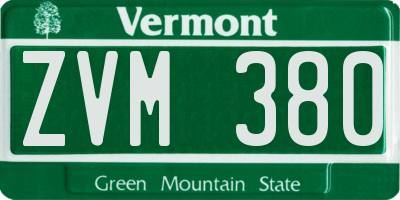 VT license plate ZVM380