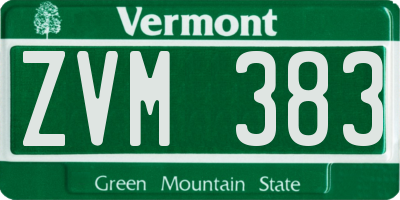 VT license plate ZVM383