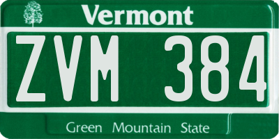 VT license plate ZVM384