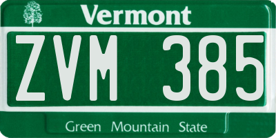 VT license plate ZVM385