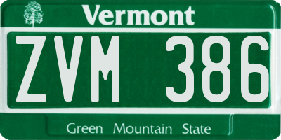VT license plate ZVM386