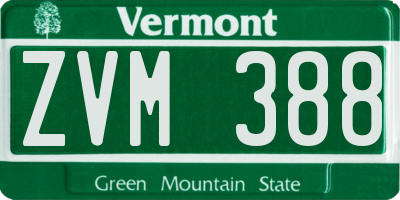 VT license plate ZVM388