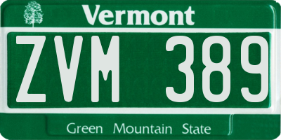 VT license plate ZVM389