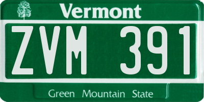 VT license plate ZVM391