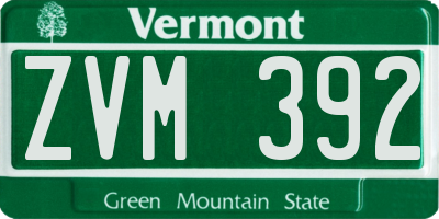 VT license plate ZVM392