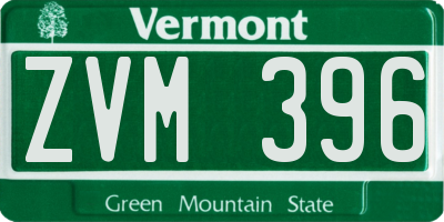 VT license plate ZVM396