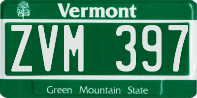 VT license plate ZVM397