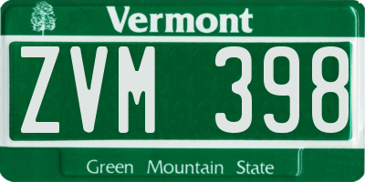 VT license plate ZVM398