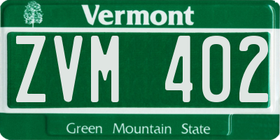 VT license plate ZVM402