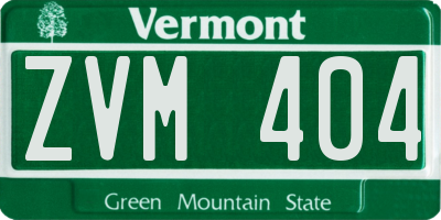 VT license plate ZVM404