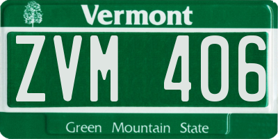 VT license plate ZVM406