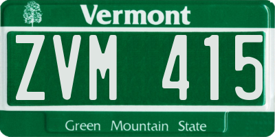 VT license plate ZVM415