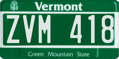 VT license plate ZVM418