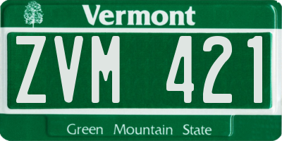 VT license plate ZVM421