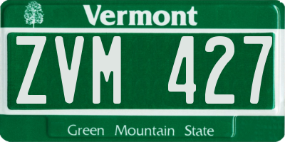 VT license plate ZVM427