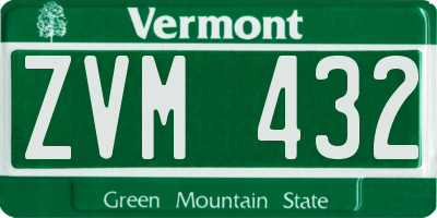 VT license plate ZVM432