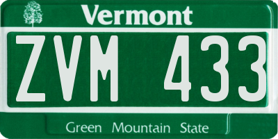 VT license plate ZVM433