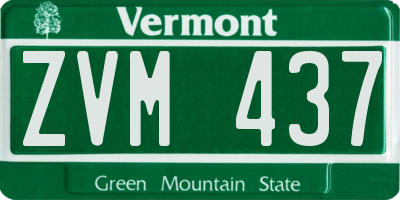 VT license plate ZVM437