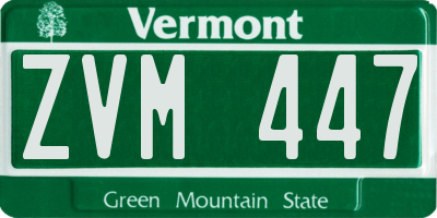 VT license plate ZVM447
